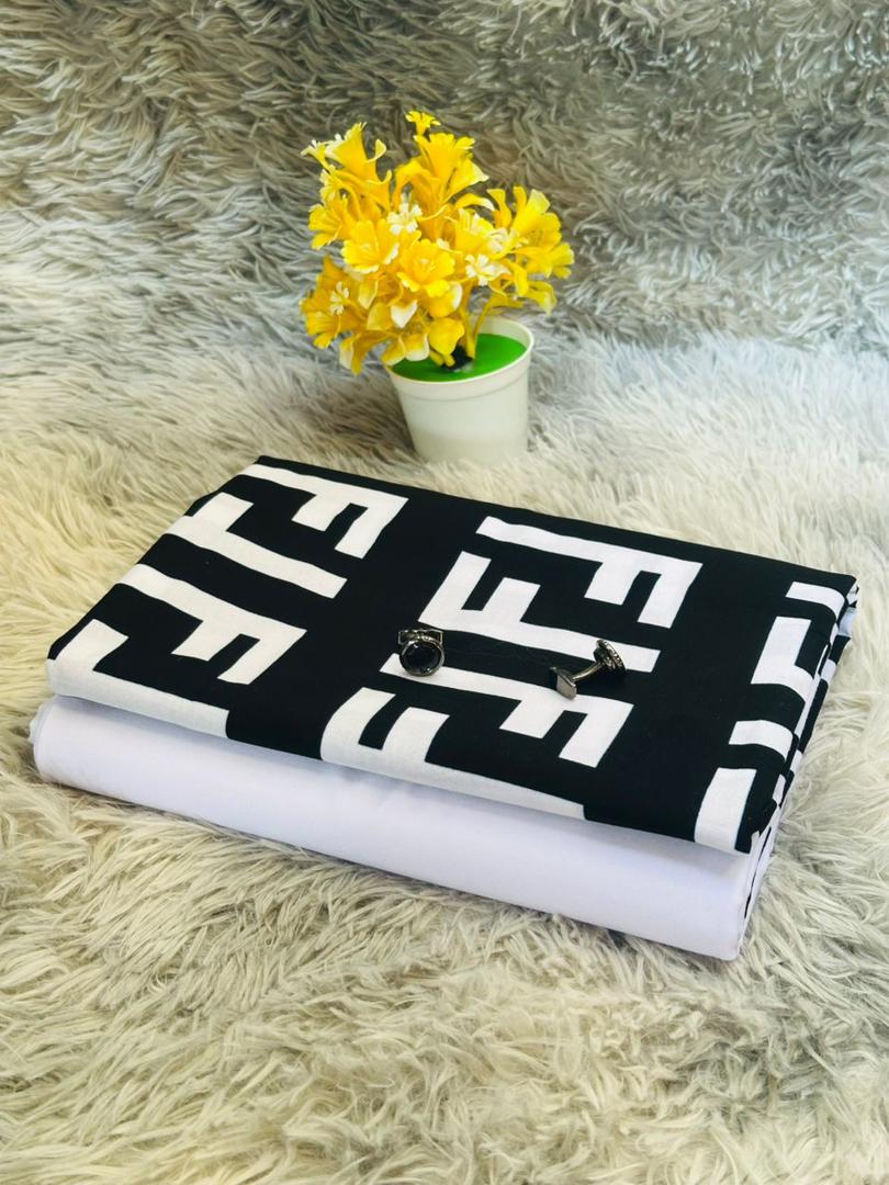 Tissu batik deux thon Blanc-Noir